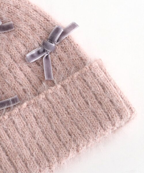 apres les cours(アプレレクール)の「ベロアリボンベビーニット帽(ニットキャップ/ビーニー・キッズ・アイボリー/ピンク・46/48)」の15枚目の写真