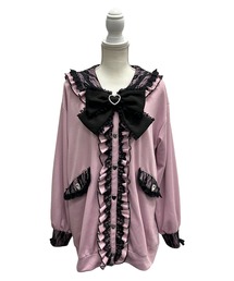 DearMyLoveWhip（ディアマイラブホイップ）の「【大きいサイズ】ハートレースアップフリルセーラー裏毛チュニックブルゾン（ブルゾン）」