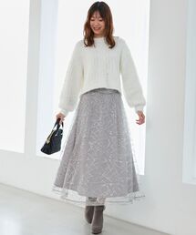 MAJESTIC LEGON | スパンコールチュールレースアップスカート(スカート)