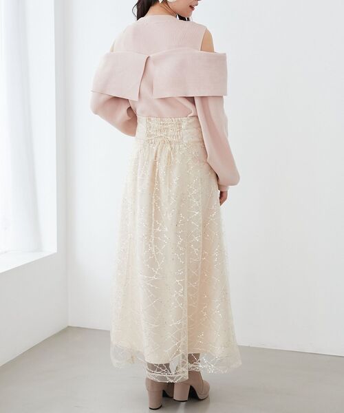 MAJESTIC LEGON（マジェスティックレゴン）の「スパンコールチュールレースアップスカート（スカート・レディース・ホワイト系その他2/ブラック系その他/グレー系その他・SMALL/MEDIUM）」の7枚目の写真