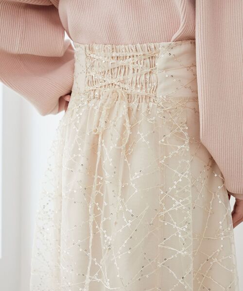 MAJESTIC LEGON（マジェスティックレゴン）の「スパンコールチュールレースアップスカート（スカート・レディース・ホワイト系その他2/ブラック系その他/グレー系その他・SMALL/MEDIUM）」の11枚目の写真