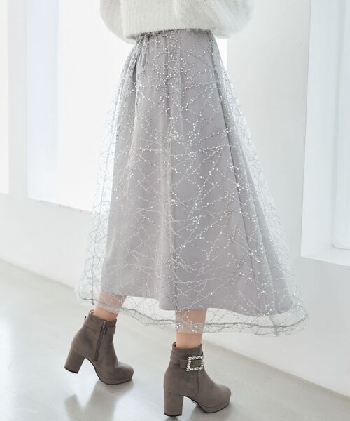 MAJESTIC LEGON（マジェスティックレゴン）の「スパンコールチュールレースアップスカート（スカート・レディース・ホワイト系その他2/ブラック系その他/グレー系その他・SMALL/MEDIUM）」の15枚目の写真