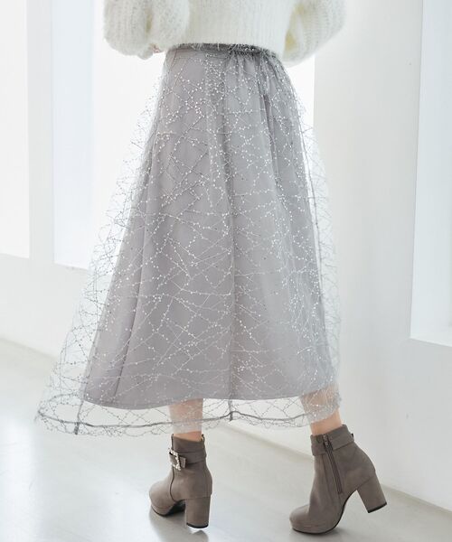 MAJESTIC LEGON（マジェスティックレゴン）の「スパンコールチュールレースアップスカート（スカート・レディース・ホワイト系その他2/ブラック系その他/グレー系その他・SMALL/MEDIUM）」の16枚目の写真