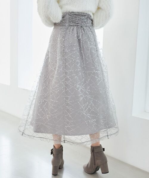 MAJESTIC LEGON（マジェスティックレゴン）の「スパンコールチュールレースアップスカート（スカート・レディース・ホワイト系その他2/ブラック系その他/グレー系その他・SMALL/MEDIUM）」の17枚目の写真