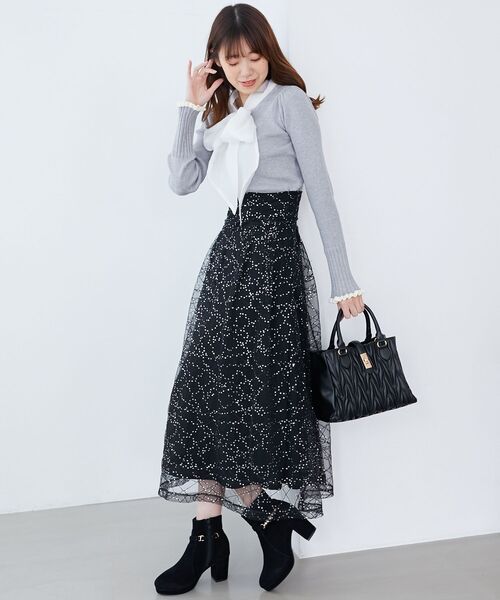 MAJESTIC LEGON（マジェスティックレゴン）の「スパンコールチュールレースアップスカート（スカート・レディース・ホワイト系その他2/ブラック系その他/グレー系その他・SMALL/MEDIUM）」の20枚目の写真