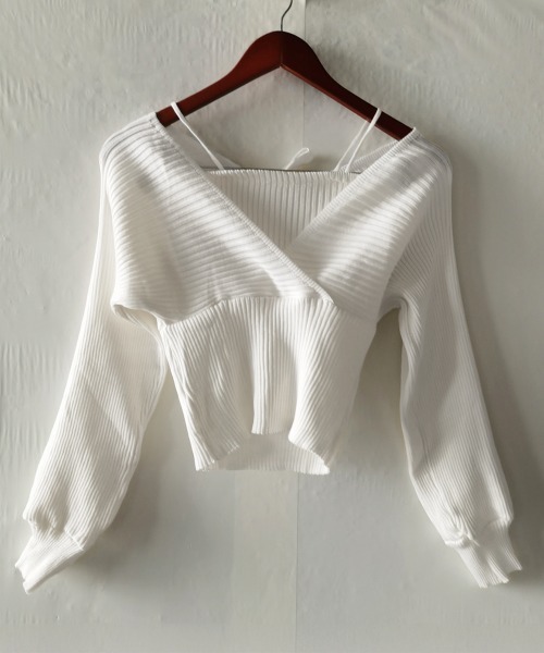 Miniministore(ミニミニストア)の「ニットトップス レイヤード風 韓国風(ニット/セーター・レディース・ワインレッド/ブラック/ホワイト/ブラウン/ピンク・FREE)」の22枚目の写真