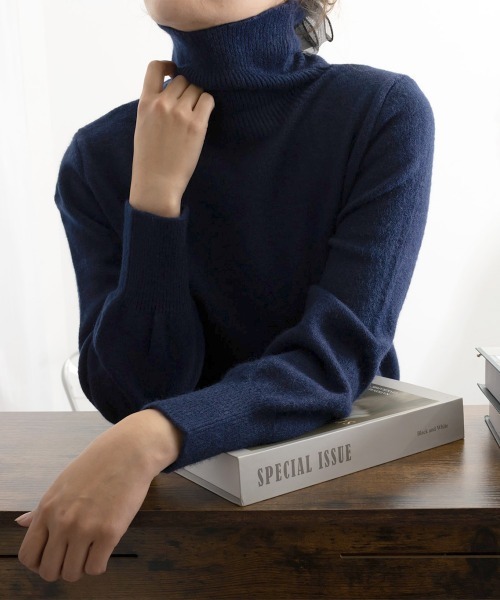 Miniministore(ミニミニストア)の「タートルネックニットトップス レディース(ニット/セーター・レディース・カーキブラウン/グレー/ライトベージュ/ダークベージュ/ネイビー・FREE)」の6枚目の写真