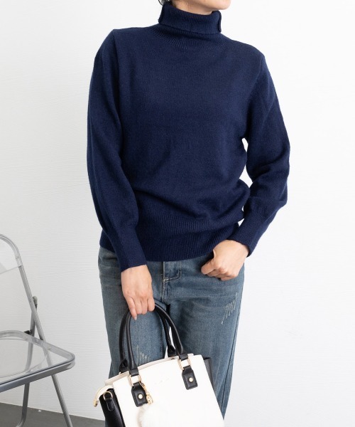 Miniministore(ミニミニストア)の「タートルネックニットトップス レディース(ニット/セーター・レディース・カーキブラウン/グレー/ライトベージュ/ダークベージュ/ネイビー・FREE)」の7枚目の写真