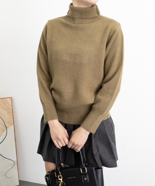 Miniministore(ミニミニストア)の「タートルネックニットトップス レディース(ニット/セーター・レディース・カーキブラウン/グレー/ライトベージュ/ダークベージュ/ネイビー・FREE)」の11枚目の写真