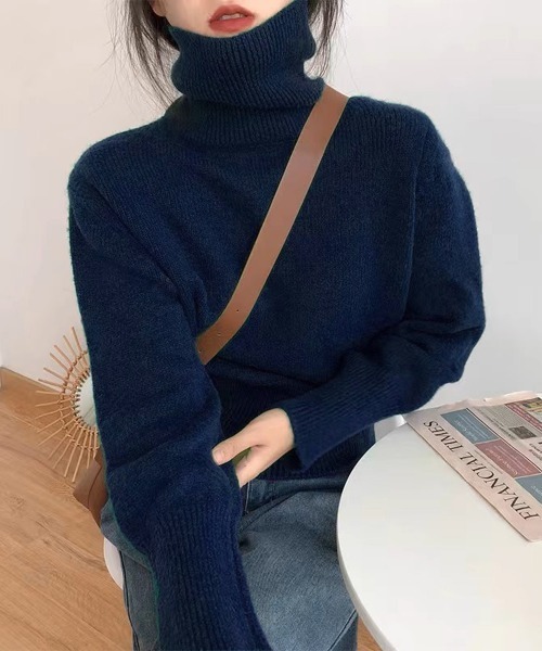 Miniministore(ミニミニストア)の「タートルネックニットトップス レディース(ニット/セーター・レディース・カーキブラウン/グレー/ライトベージュ/ダークベージュ/ネイビー・FREE)」の21枚目の写真
