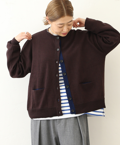 ジャーナルスタンダードラックス　メリノテンジク カーディガン　ブラック JOURNAL STANDARD LUXE（ジャーナルスタンダード ラックス）の「メリノ