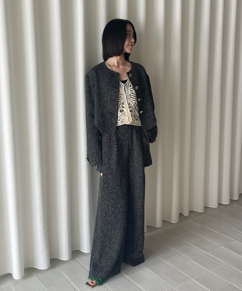 ameri 2WAY SATIN BATTEN LACE VEST ブラック 2WAY SATIN BATTEN LACE VEST