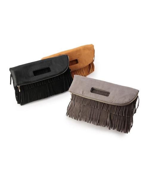 CACHELLIE（カシェリエ）の「カシェリエ/Cache&O フリンジクリテ2Way バッグ（クラッチバッグ・レディース・ブラック/ダークグレー/ブラウン・フリー）」の9枚目の写真