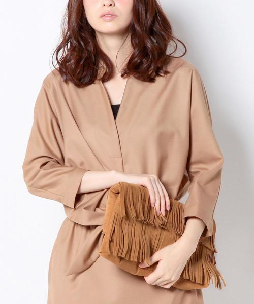 CACHELLIE（カシェリエ）の「カシェリエ/Cache&O フリンジクリテ2Way バッグ（クラッチバッグ・レディース・ブラック/ダークグレー/ブラウン・フリー）」の5枚目の写真