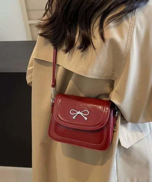 pumpkin port（パンプキンポート）の「リボンポイントミニショルダーバッグ（ショルダーバッグ・レディース・ブラック/アイボリー/レッド/ブラウン/キャメル/ベージュ/ブルー・FREE）」の7枚目の写真