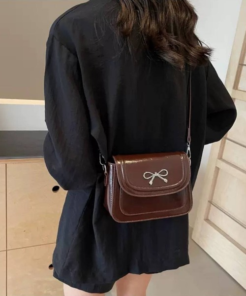 pumpkin port（パンプキンポート）の「リボンポイントミニショルダーバッグ（ショルダーバッグ・レディース・ブラック/アイボリー/レッド/ブラウン/キャメル/ベージュ/ブルー・FREE）」の13枚目の写真