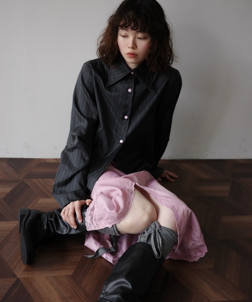 igi(イジ)の「LIGHT SHIRT JACKET / ライトシャツジャケット(その他アウター・レディース・ブロンズ/ライトパープル/ブラック・FREE)」の5枚目の写真