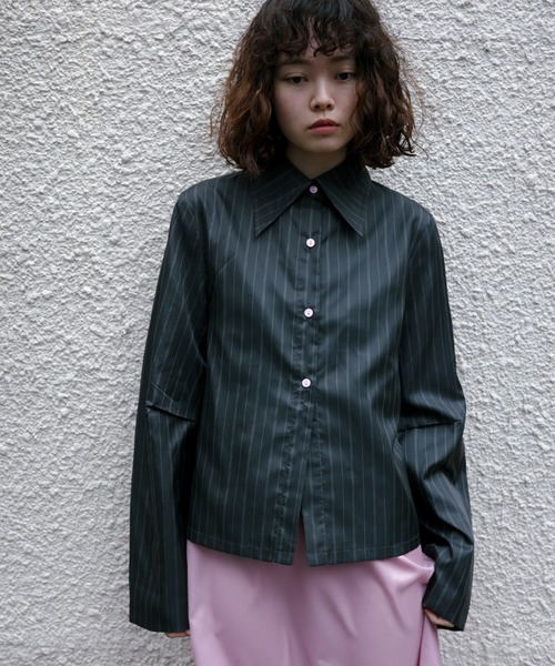 igi(イジ)の「LIGHT SHIRT JACKET / ライトシャツジャケット(その他アウター・レディース・ブロンズ/ライトパープル/ブラック・FREE)」の4枚目の写真