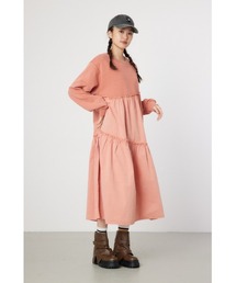 ピグメント布帛ドッキングワンピース