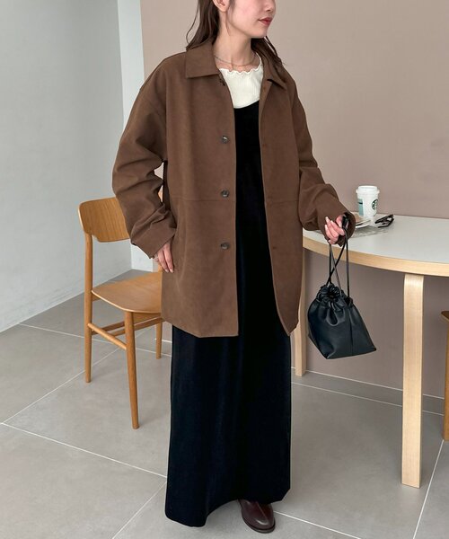 セール】【新色追加！/ユニセックス】フェイクスエードショートコート