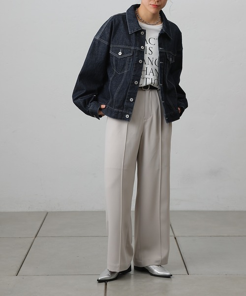 COLONY 2139(コロニートゥーワンスリーナイン)の「ルーズフィットGジャン(デニムジャケット・レディース・アイボリー/サックスブルー/ネイビー/ダークブルー・FREE)」の16枚目の写真