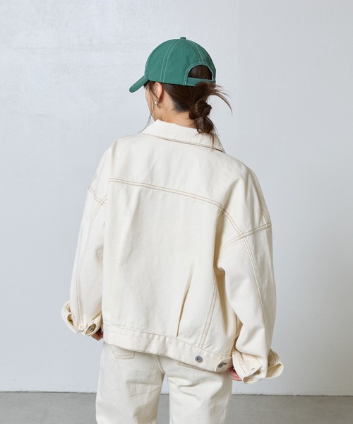 COLONY 2139(コロニートゥーワンスリーナイン)の「ルーズフィットGジャン(デニムジャケット・レディース・アイボリー/サックスブルー/ネイビー/ダークブルー・FREE)」の7枚目の写真