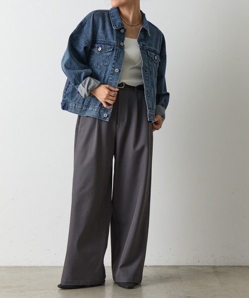 COLONY 2139(コロニートゥーワンスリーナイン)の「ルーズフィットGジャン(デニムジャケット・レディース・アイボリー/サックスブルー/ネイビー/ダークブルー・FREE)」の22枚目の写真