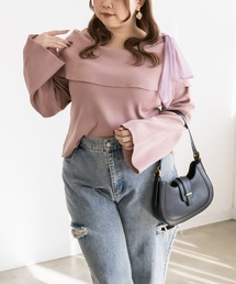 リボン使いオフショル風ニット