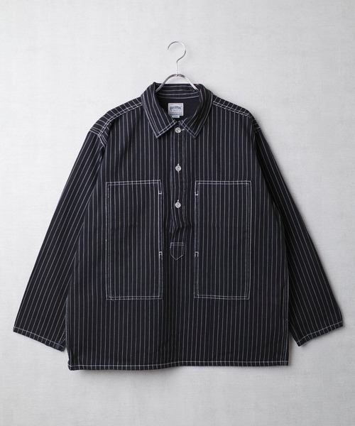 HOUSTON（ヒューストン）の「【T7】【HOUSTON】WABASH PULLOVER SHIRT / ウォバッシュ プルオーバー シャツ 40807（シャツ/ブラウス・メンズ・ワンウォッシュ/インディゴブルー/ブラック系その他/ブラック・MEDIUM/LARGE/X-LARGE/XX-LARGE）」の2枚目の写真