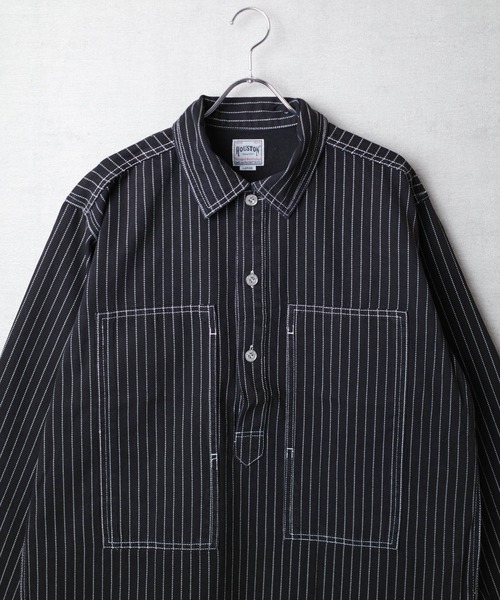 HOUSTON（ヒューストン）の「【T7】【HOUSTON】WABASH PULLOVER SHIRT / ウォバッシュ プルオーバー シャツ 40807（シャツ/ブラウス・メンズ・ワンウォッシュ/インディゴブルー/ブラック系その他/ブラック・MEDIUM/LARGE/X-LARGE/XX-LARGE）」の7枚目の写真