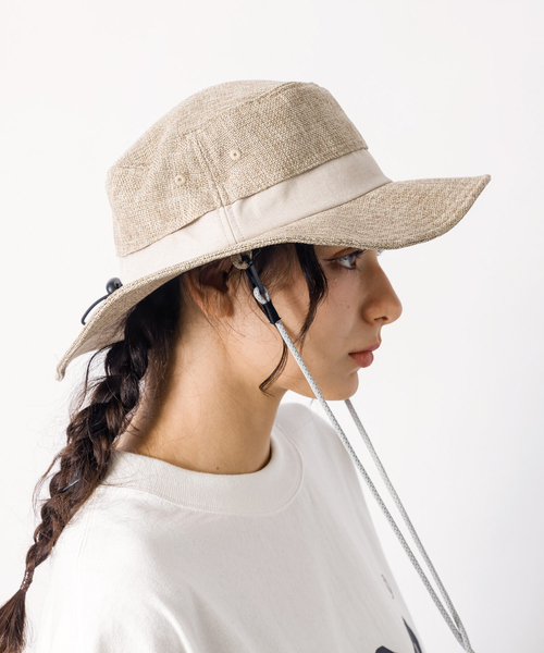 Ruben（ルーベン）の「【RUBEN/ルーベン】LINEN LIKE SAFARI HAT/リネンライクサファリハット/顎紐取り外し可能（ハット・メンズ・ブラック/ベージュ/ブラウン・フリー）」の3枚目の写真