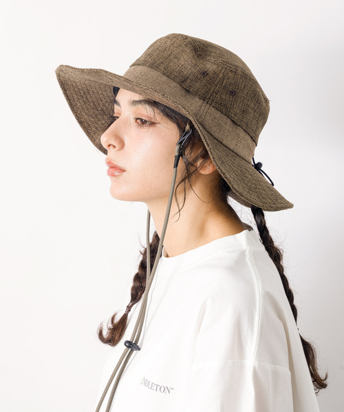 Ruben（ルーベン）の「【RUBEN/ルーベン】LINEN LIKE SAFARI HAT/リネンライクサファリハット/顎紐取り外し可能（ハット・メンズ・ブラック/ベージュ/ブラウン・フリー）」の2枚目の写真