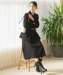 CELEN | 《2025新作》【洗える/セレモニースーツ/カセット服】ダブルブレストジャケット・五分袖タックワンピース 2点セット(スーツセット)