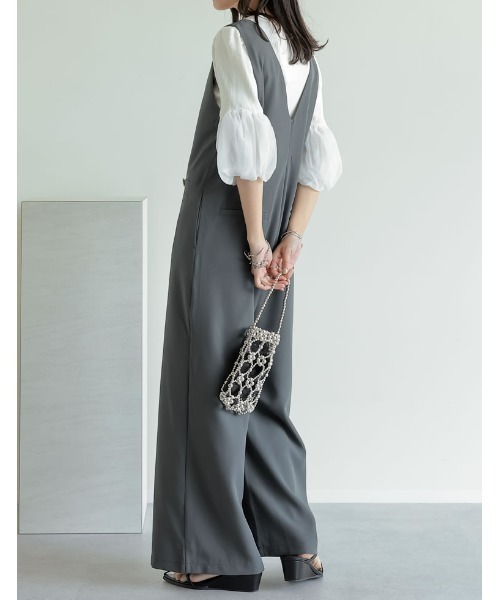 ♥️COS♥️Vネックサロペット新品♥️リボン付き14000円新作 セール】[2025SS COLLECTION][低身長/高身長サイズ有]深Vネック
