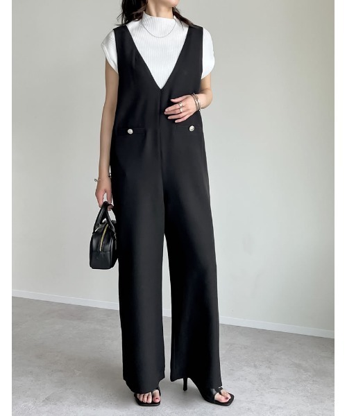 ブランド品 通販サイト セール】[2025SS COLLECTION][低身長/高身長サイズ有]深Vネック サロペット・オーバーオール・オールインワン