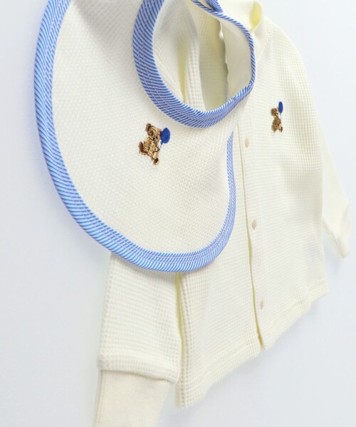 BRANSHES（ブランシェス）の「【ベビー】長袖ワッフルカーディガン（カーディガン/ボレロ・キッズ・アイボリー/ブルー・80）」の9枚目の写真