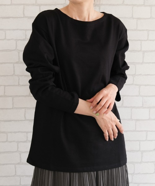 aquagarage(アクアガレージ)の「無地orボーダーから選べるヘビーウェイトカットソー(Tシャツ/カットソー・レディース・ホワイト/ブラック/ホワイト×ブラック/ホワイト×ネイビー・M/L)」の1枚目の写真