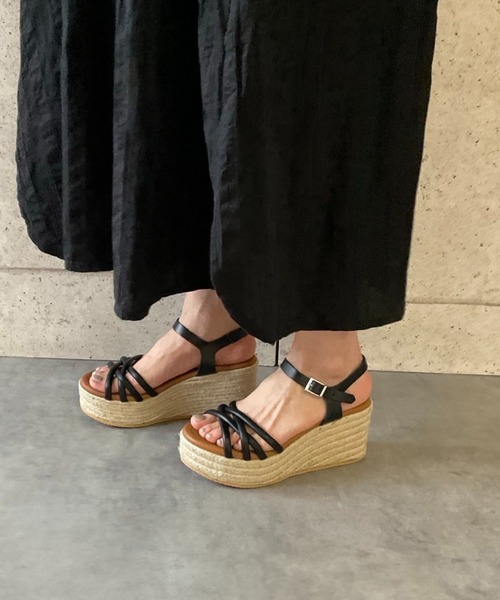 Jungle Cat ファー付きウェッジヒールサンダル