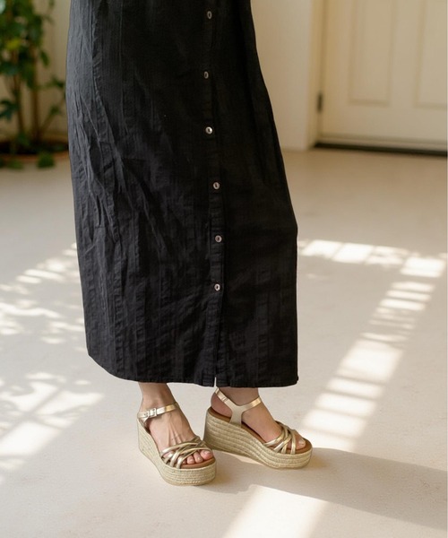 Jeffrey Campbell ウェッジヒールミュール24.5 ウェッジヒール ジュートサンダル ALL BLACK│Jeffrey Campbell