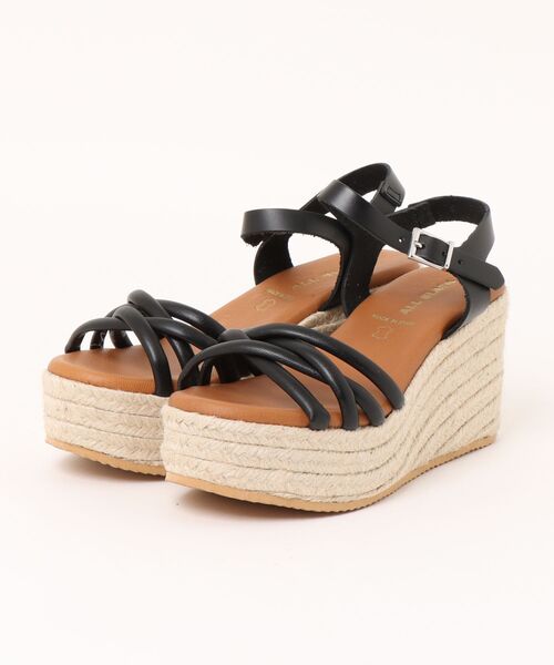 本革/厚底/ウェッジヒール/8cm】ジュートサンダル ALL BLACK│Jeffrey