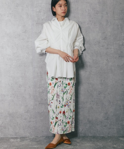 ANOTHER S(アナザーエス)の「花柄プリーツロングスカート(スカート・レディース・ブラック/オフホワイト・M)」の10枚目の写真