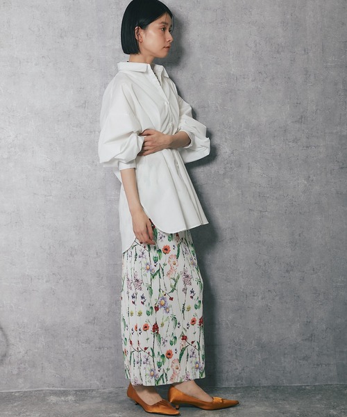 ANOTHER S(アナザーエス)の「花柄プリーツロングスカート(スカート・レディース・ブラック/オフホワイト・M)」の7枚目の写真