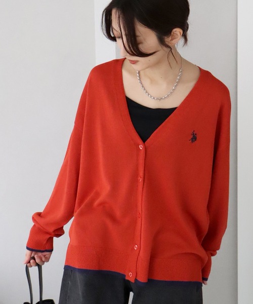 U.S. POLO ASSN.(ユーエスポロアッスン)の「【U.S. POLO ASSN./ユーエスポロアッスン】リブライン Vネックカーディガン(カーディガン/ボレロ・レディース・ベージュ/ブラック/アイボリー/レッド・M/LL/L)」の16枚目の写真