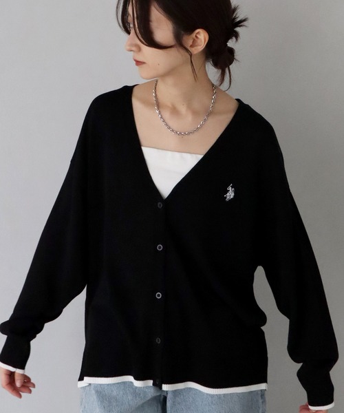 U.S. POLO ASSN.(ユーエスポロアッスン)の「【U.S. POLO ASSN./ユーエスポロアッスン】リブライン Vネックカーディガン(カーディガン/ボレロ・レディース・ベージュ/ブラック/アイボリー/レッド・M/LL/L)」の11枚目の写真