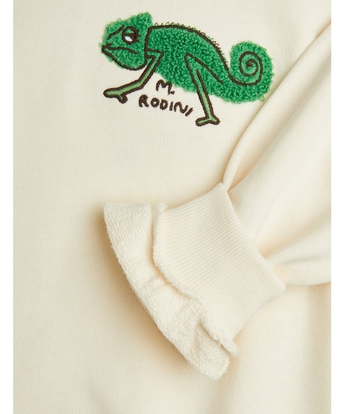 Mini Rodini(ミニロディーニ)の「mini rodini / カメレオンシェニールワッペントレーナー(スウェット・キッズ・オフホワイト・80/86/92/98/104/110/116/122/128/134)」の7枚目の写真