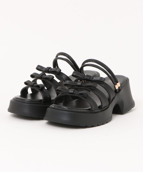 Shoes in Closet(シューズインクローゼット)の「軽量厚底 2WAY 3連リボン ストラップ ヒール サンダル 5992(サンダル・レディース・シルバー/ブラック/アイボリー・S/LL/L/M)」の12枚目の写真