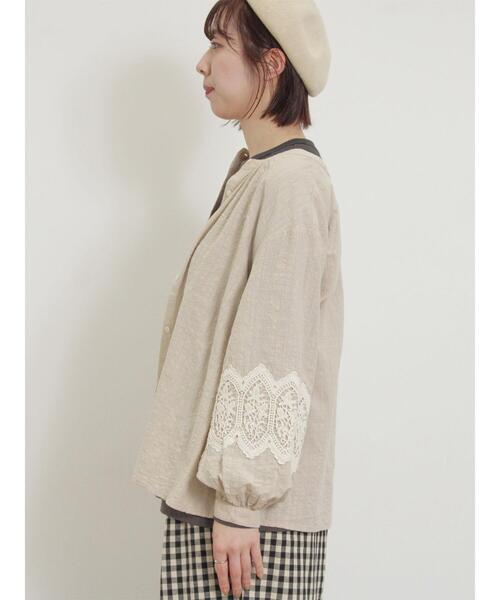 Samansa Mos2（サマンサ モスモス）の「バンドカラー比翼ブラウス（シャツ/ブラウス・レディース・サックスブルー/オフホワイト/チャコールグレー/ベージュ・F）」の7枚目の写真