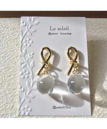 【Le soleil】 ドロップ型　knotモチーフピアス(MA)