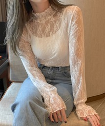 フリルレースシアートップス