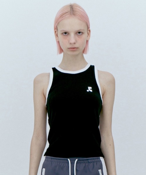 Rest&Recreation（レストアンドレクリエーション）の「Rest&Recreation/レストアンドレクリエーション RACER TANK TOP タンクトップ（タンクトップ・レディース・ブラック/スカイブルー/ピンク/ホワイト・FREE）」の2枚目の写真